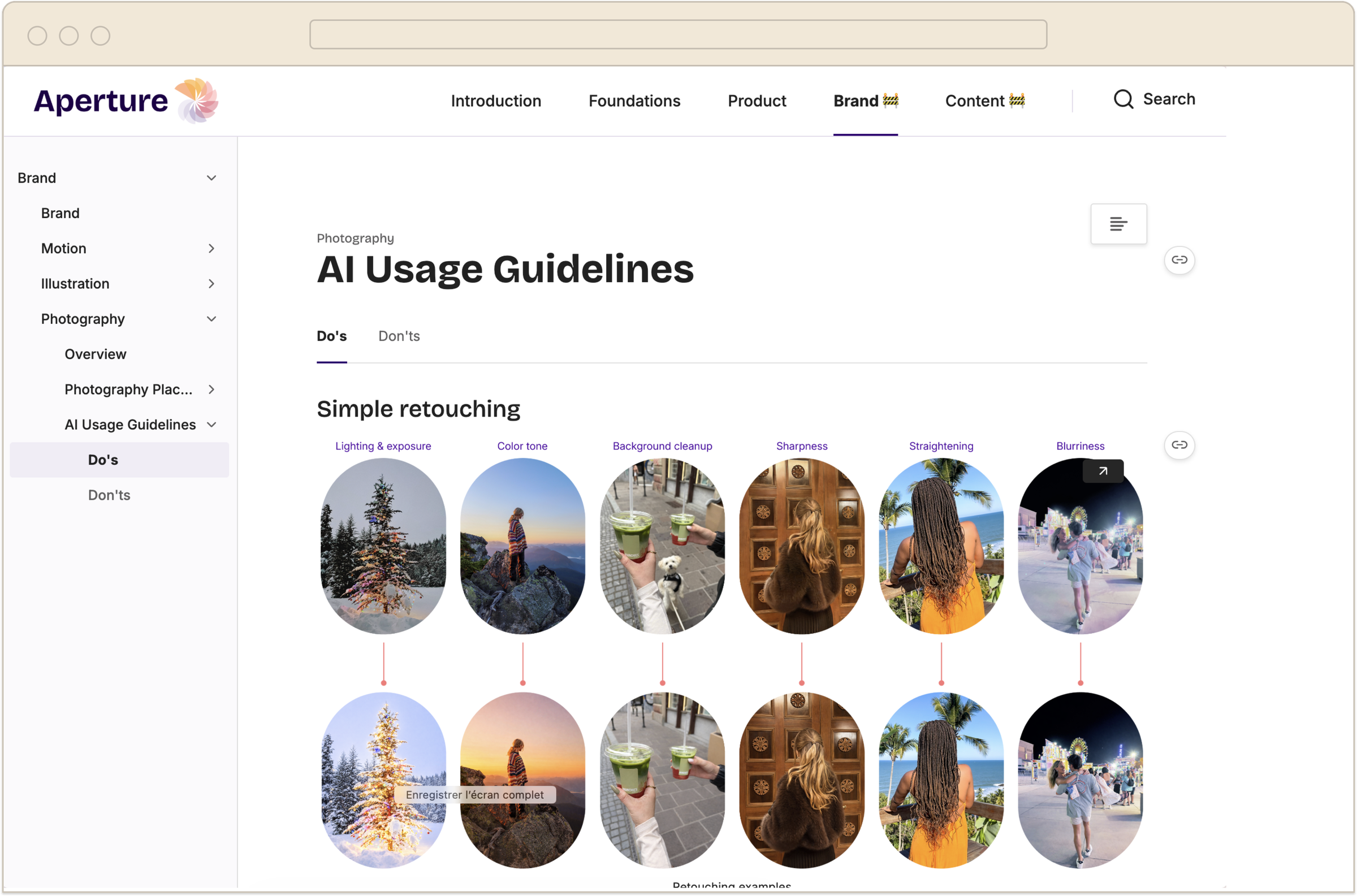 Aperture Brand : AI Usage Guidelines pour la photographie